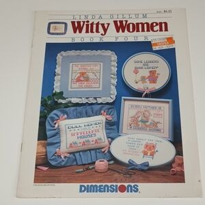 2/$15 VTG Witty Women Linda Gillum Cross Stitch Pattern Dimensions #123 ©1986